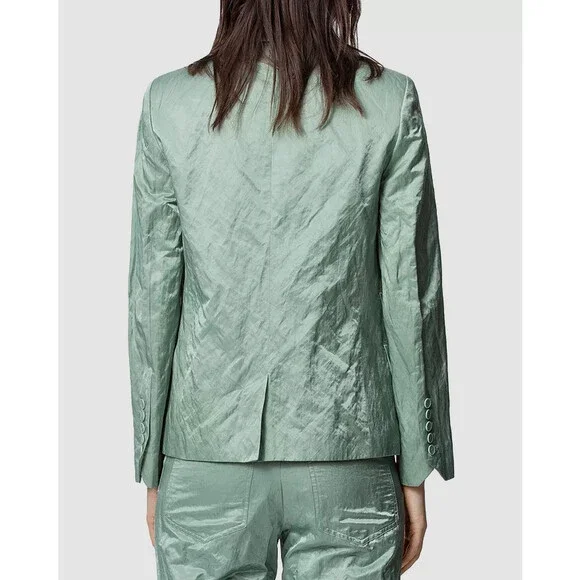 Zadig & Voltaire Women's Green Victor Satin Blazer Suit Jacket Size 40